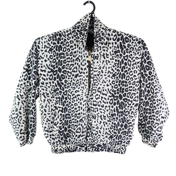 Women's Vintage Fu Da International Silk Leopard Print Jacket Full Zip Size S - Picture 1 of 12